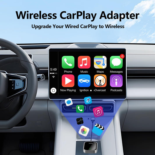 Wireless Carplay Adapter for Iphone，Convert Wired to Wireless Apple Carplay Adapter，Mini Size，For Cars with Built-In Car Play，Stable and Fast Connection