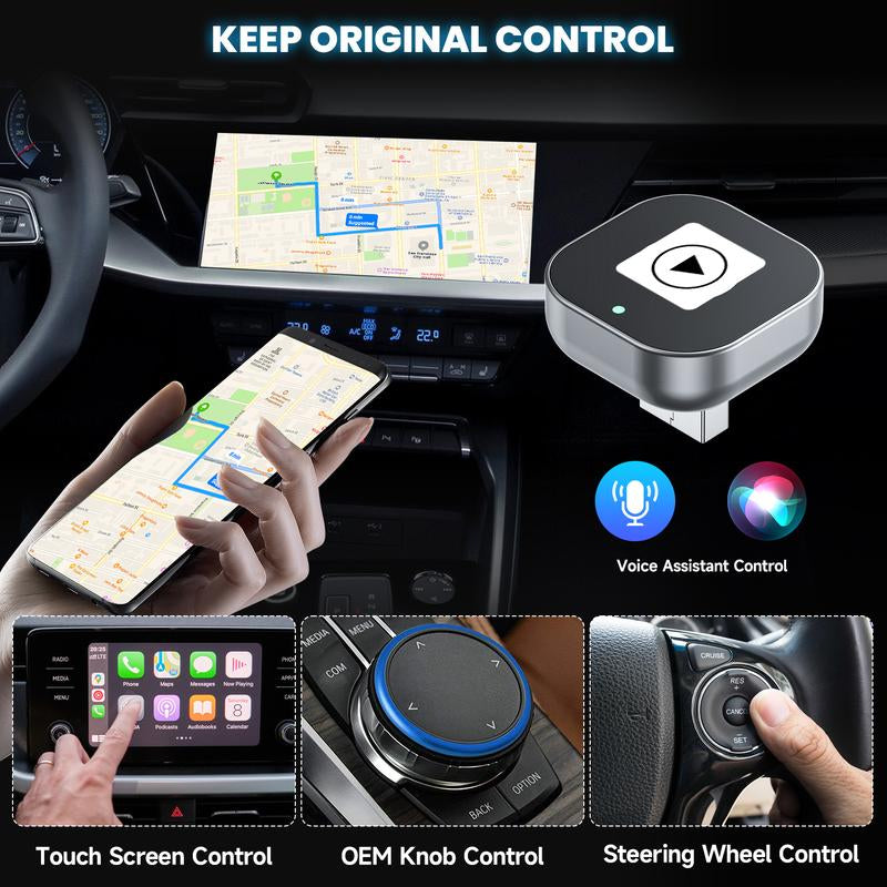 Spedal 2025 Latest Wireless Carplay Adapter for Iphone/Android - Fast Connection, Wired Carplay Connection Conversion, No Latency, Voice-Activated