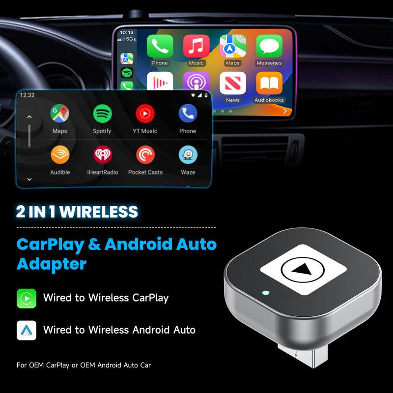 Spedal 2025 Latest Wireless Carplay Adapter for Iphone/Android - Fast Connection, Wired Carplay Connection Conversion, No Latency, Voice-Activated